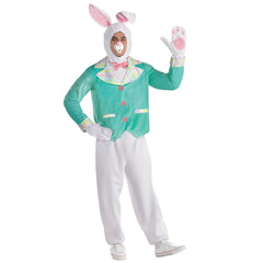 Adult Easter Bunny Costume - Plush White & Teal Ensemble - Adult One Size
