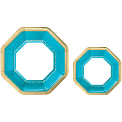 Caribbean Blue Premium Octagonal Paper Plates - 10"