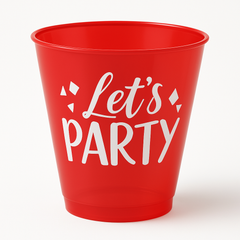 "Let's Party" Reusable Red Plastic Tumbler Cups, 9oz, 30-Pack