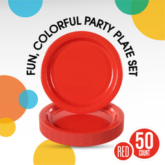 10"" Paper Plates 50 pack - Red Amscan