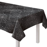 Spooky Spider Web Flannel-Backed Halloween Table Cover