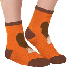 Cozy Thanksgiving Fuzzy Socks with Turkey Leg Design