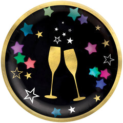 Starlight New Year's Eve Round Paper Plates, 6.75-Inch, 20-Pack