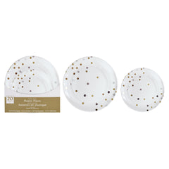 Elegant Gold Polka Dot Premium Plastic Plate Set - 20 Pack