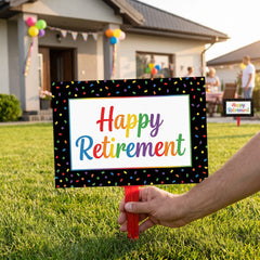 Colorful "Happy Retirement" Yard Sign with Sturdy Stake