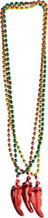 Spicy Fiesta Chili Pepper Bead Necklaces - 3 Pack