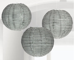 Silver Sequin Fabric Lanterns - 9.5 In. | Set of 3