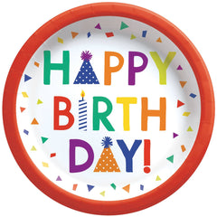 Confetti Time Birthday Paper Plates, 8.5-Inch, 8-Count
