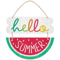 "Hello Summer" Watermelon Metal Hanging Sign