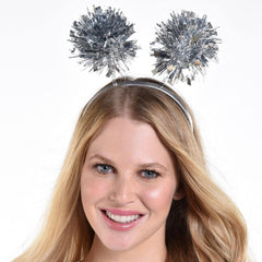 Silver Pom-Pom Head Bopper Headband