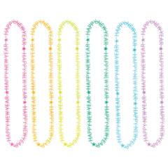 "Happy New Year" Glow-in-the-Dark Necklace Set - Multi-Colored, 6-Pack