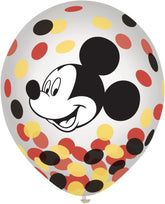 Mickey Mouse Confetti Latex Balloons - 12" 6-Pack