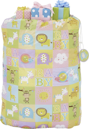 Adorable Animal Baby Shower Gift Sack with "Welcome Baby" Tag 44" x 36"