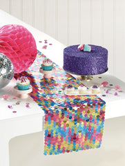 Sparkling Sequin Table Runner - Multicolored, Reusable, 13" x 6'