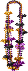 Halloween Bat Bead Necklaces, 31-Inch, Multi-Color, 6-Pack