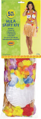 Adult Hula Skirt Kit with Shell Bikini & Floral Accessories