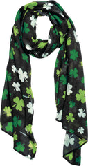 St. Patrick's Day Shamrock Scarf - Black & Green