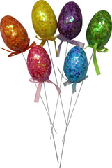Glitter Easter Egg Picks - Multi-Colored, 8.5-Inch, 6-Pack