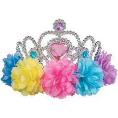 Pastel Party Floral Metallic Tiara Crown for Birthdays