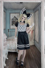 Dark Creepy Doll Gothic Lace Dress - Perfect for Halloween - Adult L/XL