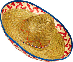 Fiesta Straw Sombrero Hat with Colorful Rim - One Size Fits Most