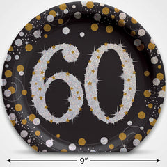 Sparkling 60th Celebration 9" Round Plates