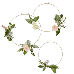 Ginger Ray Floral Hoop Decorations - Set of 3, Pink and Green