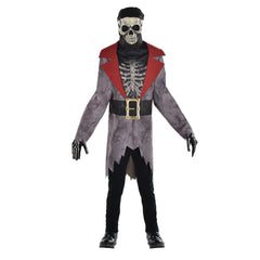 X-Large Illusion Skeleton Pirate Costume for Boys - Child XL (14-16)
