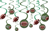 Football "Touchdown" Spiral Hanging Decorations - 12 Pack