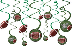 Football "Touchdown" Spiral Hanging Decorations - 12 Pack