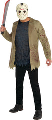 Men's Friday the 13th Jason Voorhees Black/Brown Blood-Splattered Outfit with Jacket/Shirt/Mask Halloween Costume