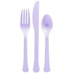 Lavender Heavyweight Plastic Cutlery Set - 80 Count