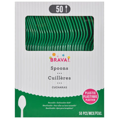 Festive Green Plastic Spoons - Solid Colors Collection - 7.5 in.