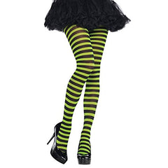 Green and Black Striped Halloween Tights