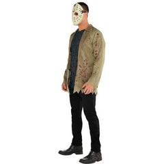 Men's Friday the 13th Jason Voorhees Black/Brown Blood-Splattered Outfit with Jacket/Shirt/Mask Halloween Costume