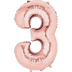 Rose Gold Number 3 Foil Super Shape Balloon