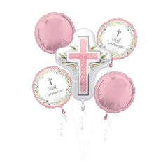 My First Communion Pink Foil Balloon Bouquet