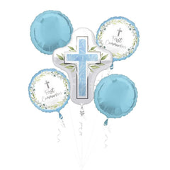 Blue "My First Communion" Metallic Balloon Bouquet