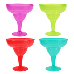 Vibrant Fiesta Plastic Margarita Glasses, 10 oz, 20-Pack