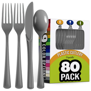 Heavyweight Assorted Medium Cutlery Set - Solid Colors - 7.5 in.