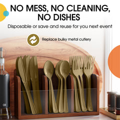 Heavyweight Assorted Metallic Gold Cutlery Set