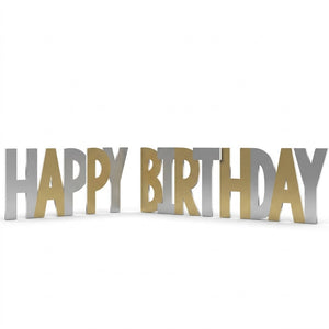 Gold & Silver Happy Birthday Yard Sign