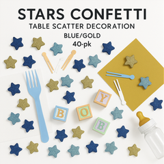Glitter Star Table Scatter Confetti - Blue & Gold for Baby Showers