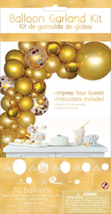 Class 101 - Round Transparent Confetti Latex Balloon Garland Arch Kit, Gold/Silver/White, for Wedding/Birthday Party