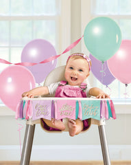 Little Gym - Disney Princess Once Upon A Time "One" High Chair Pennant Hanging Sign Decoration Pink/Blue/Purple, 38-in, for Birthday Party - 1 Ct.