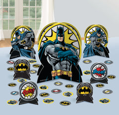 Little Gym - DC Justice League Batman Table Decorating Kit Centerpieces with Confetti, Black/Yellow, 12 In. for Birthday Party - 27 Ct.