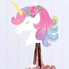Little Gym - Unicorn Sign Table Centerpiece Stick Decoration, Pink/White, 16.5 In. for Birthday Party - 1 Ct.