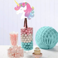 Little Gym - Unicorn Sign Table Centerpiece Stick Decoration, Pink/White, 16.5 In. for Birthday Party - 1 Ct.