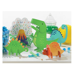 Little Gym - Dino-Mite Dinosaur Table Decorating Kit Centerpieces, Green/Orange, 35.25 In. for Birthday Party - 5 Ct.