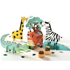 Little Gym - Get Wild Tiger/Zebra/Giraffe Table Decorating Kit Centerpieces, Multi-Coloured, 12 In. for Birthday Party 5 Ct.